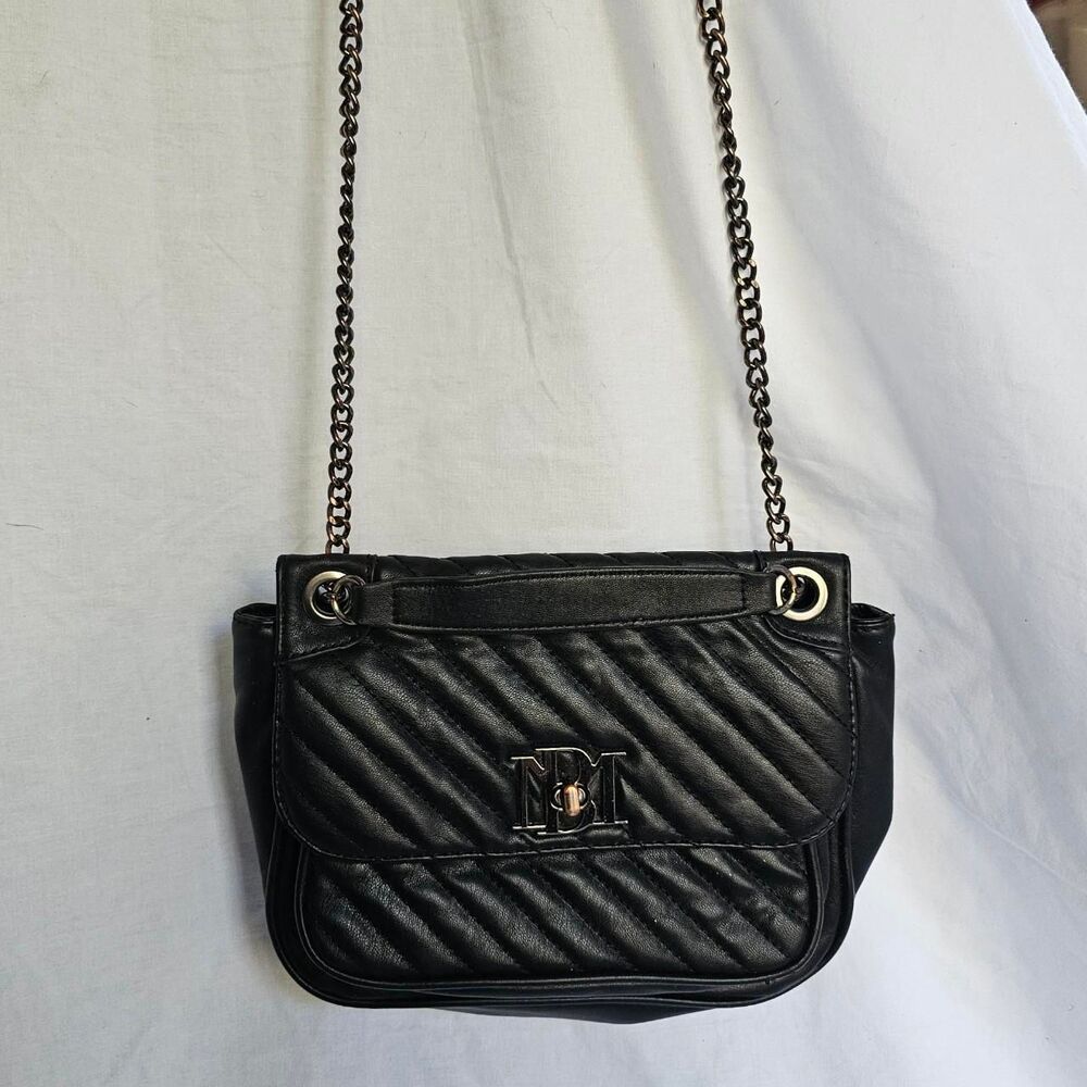 Black Vegan leather badgley Mischka crossbody purse with letter lock closure
